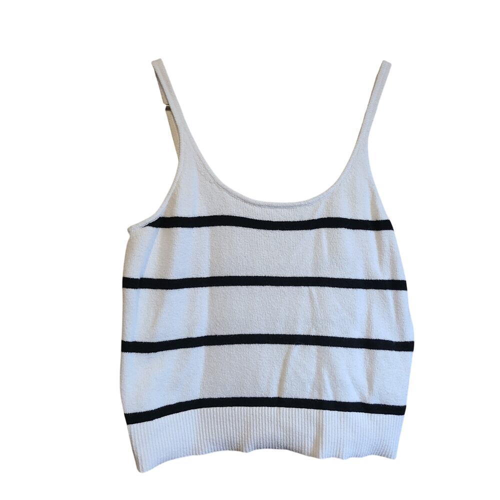 Old Navy Sweater Nara Tank‎ Top Womens M Tall Black White Stripe Coastal Career